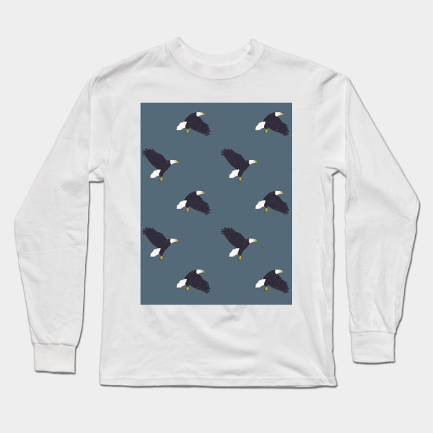 Bald Eagle (Navy & Shadow) Long Sleeve T-Shirt by Cascade Patterns